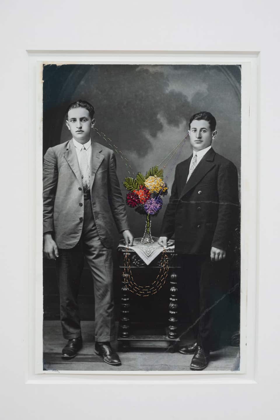 Janet Morton, Untitled, 2015, 254×203mm / 10×6¾in found photograph and embroidery floss